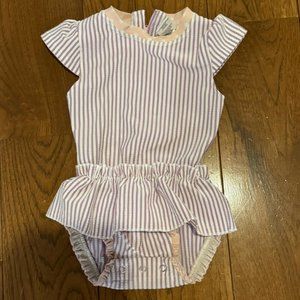 Ruffle Butts-Lavender Seersucker ShortSleeve One Piece Rashguard (12-18 Months)